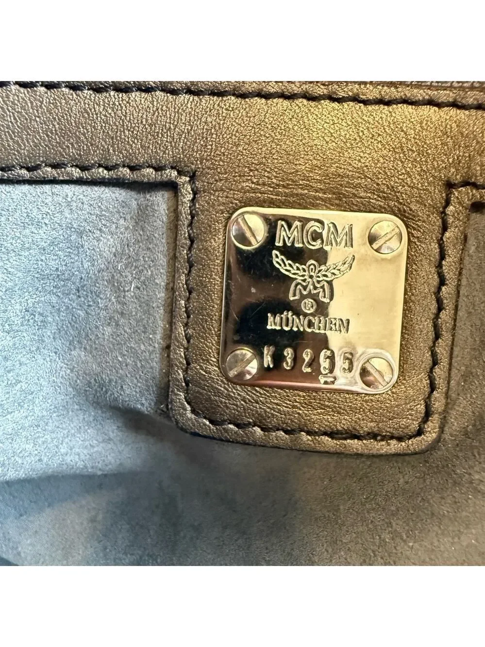 MCM Black Lion Monogram Satchel with Metallic Accents